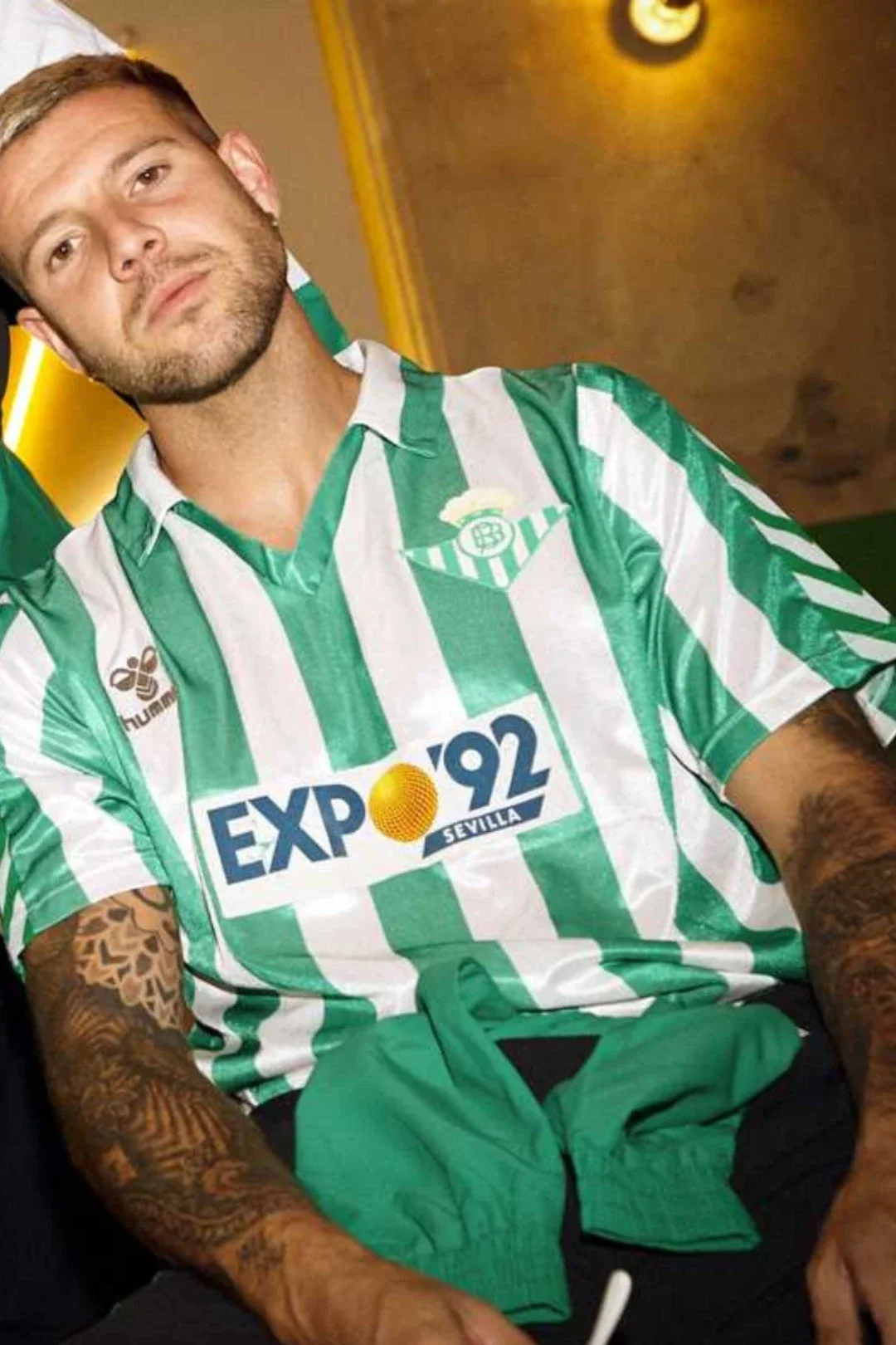 Camiseta Retro Hummel Expo 92 Hombre Verde/Blanca
