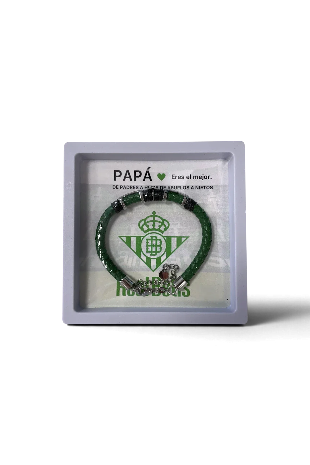 Pulsera Acero/Cuero Real Betis con Tarjeta Papá