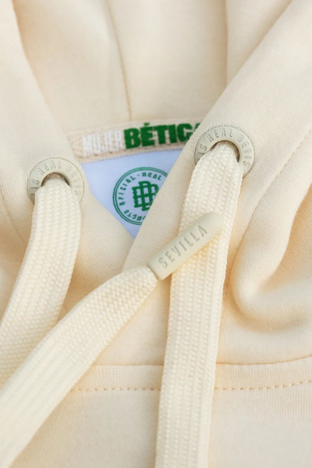 Sudadera Capucha Real Betis Adulto Beige/Blanca