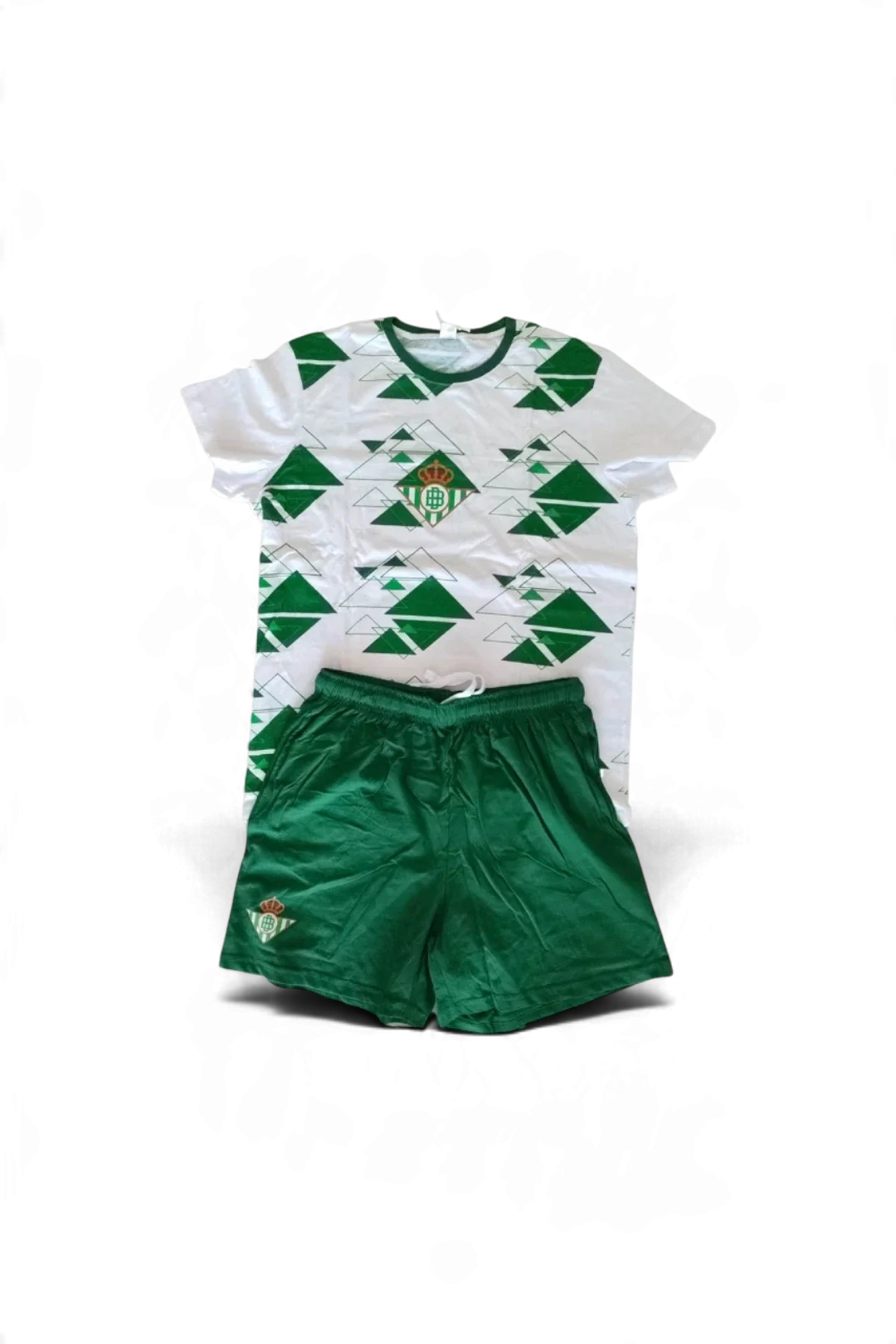 Pijama Verano Niños Triángulos Verdiblanco