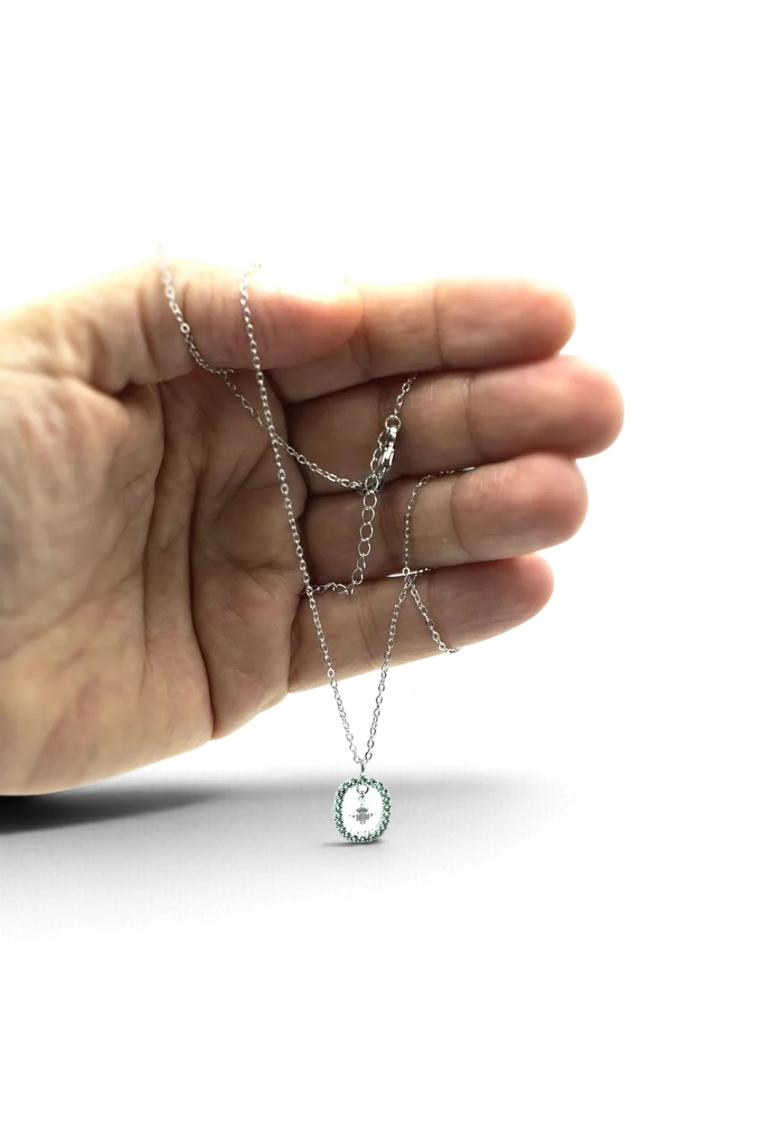 Gargantilla de Plata De Ley Con Piedras Verdes