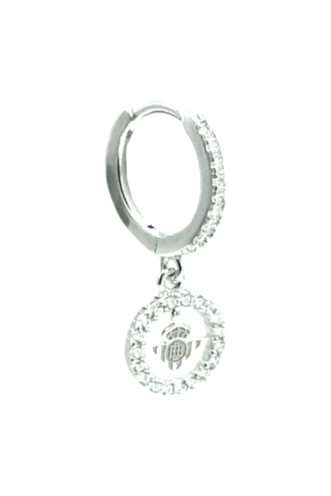 Argollas De Plata De Ley Con Circonitas Blancas Escudo Real Betis