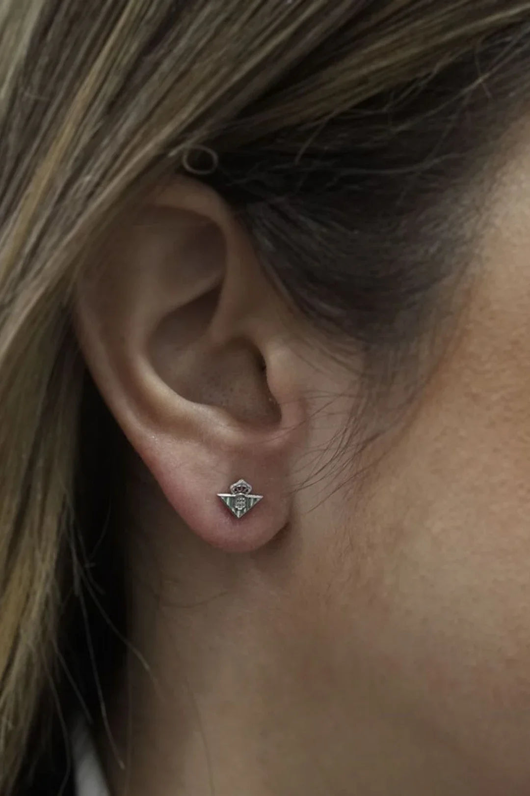 Pendientes De Plata De Ley Esmaltados Escudo Real Betis