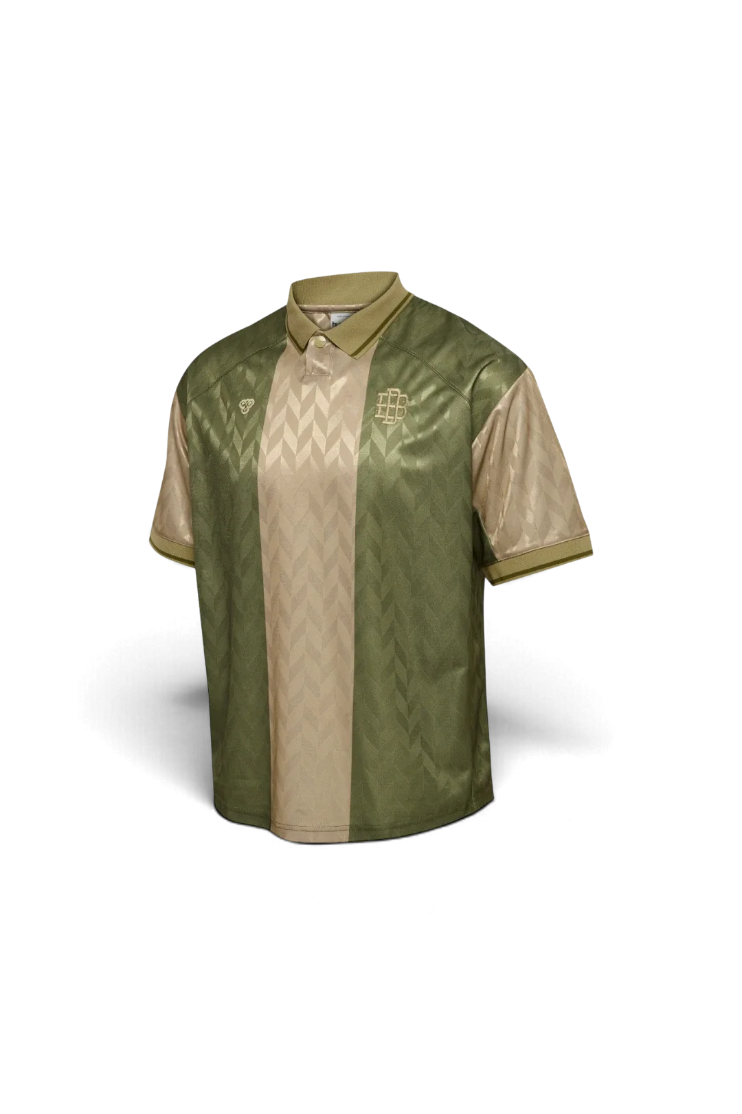 Camiseta Viaje Hummel Hombre Beige/Verde Doble B Blanca