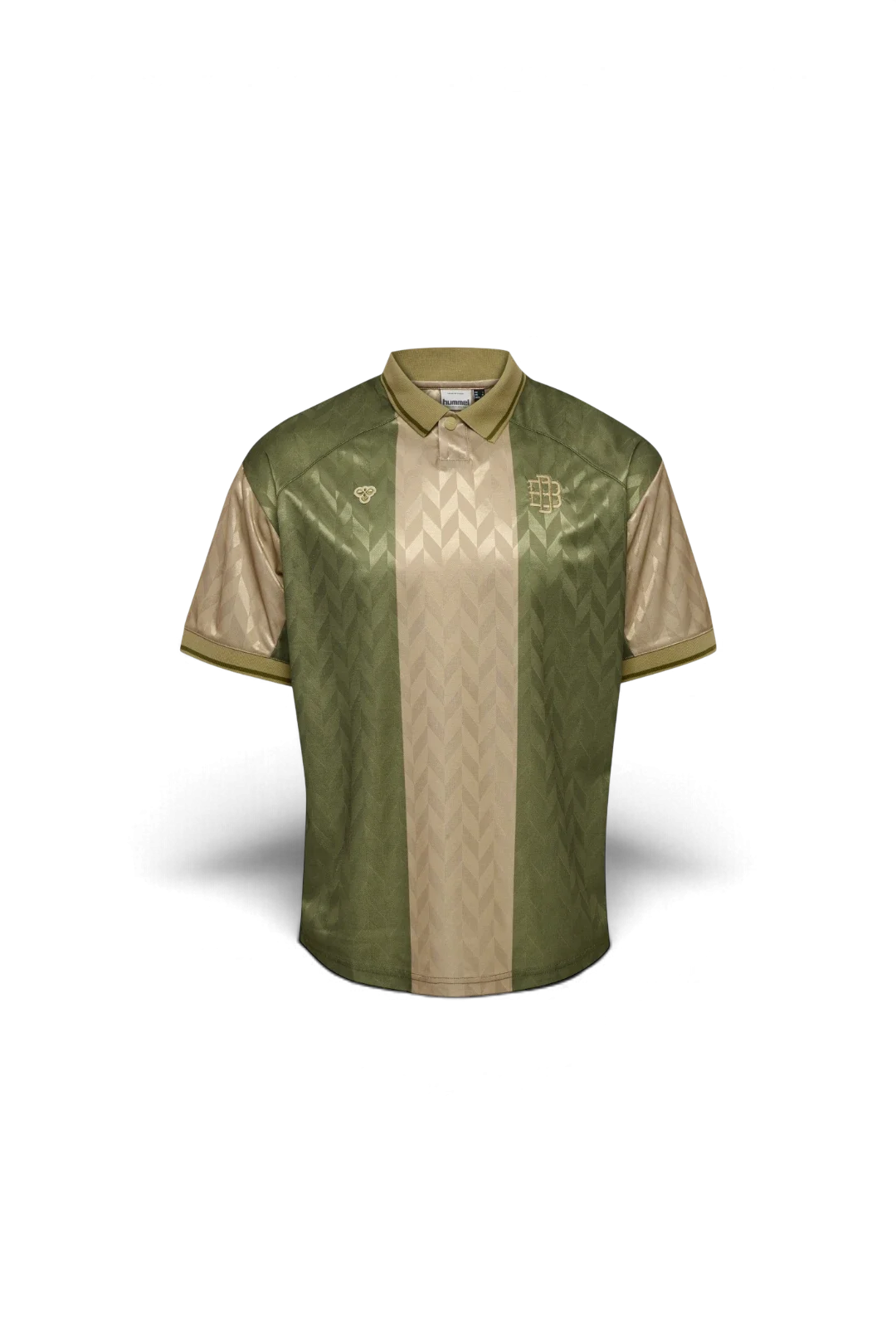 Camiseta Viaje Hummel Hombre Beige/Verde Doble B Blanca