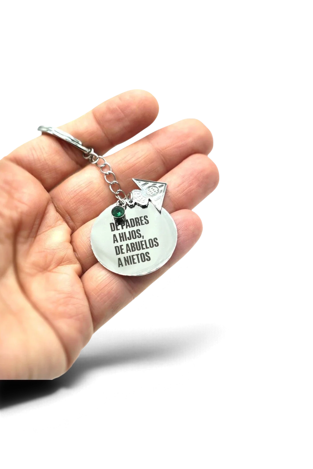 Llavero De Acero Placa Redonda "De Padres A Hijos, De Abuelos A Nietos"