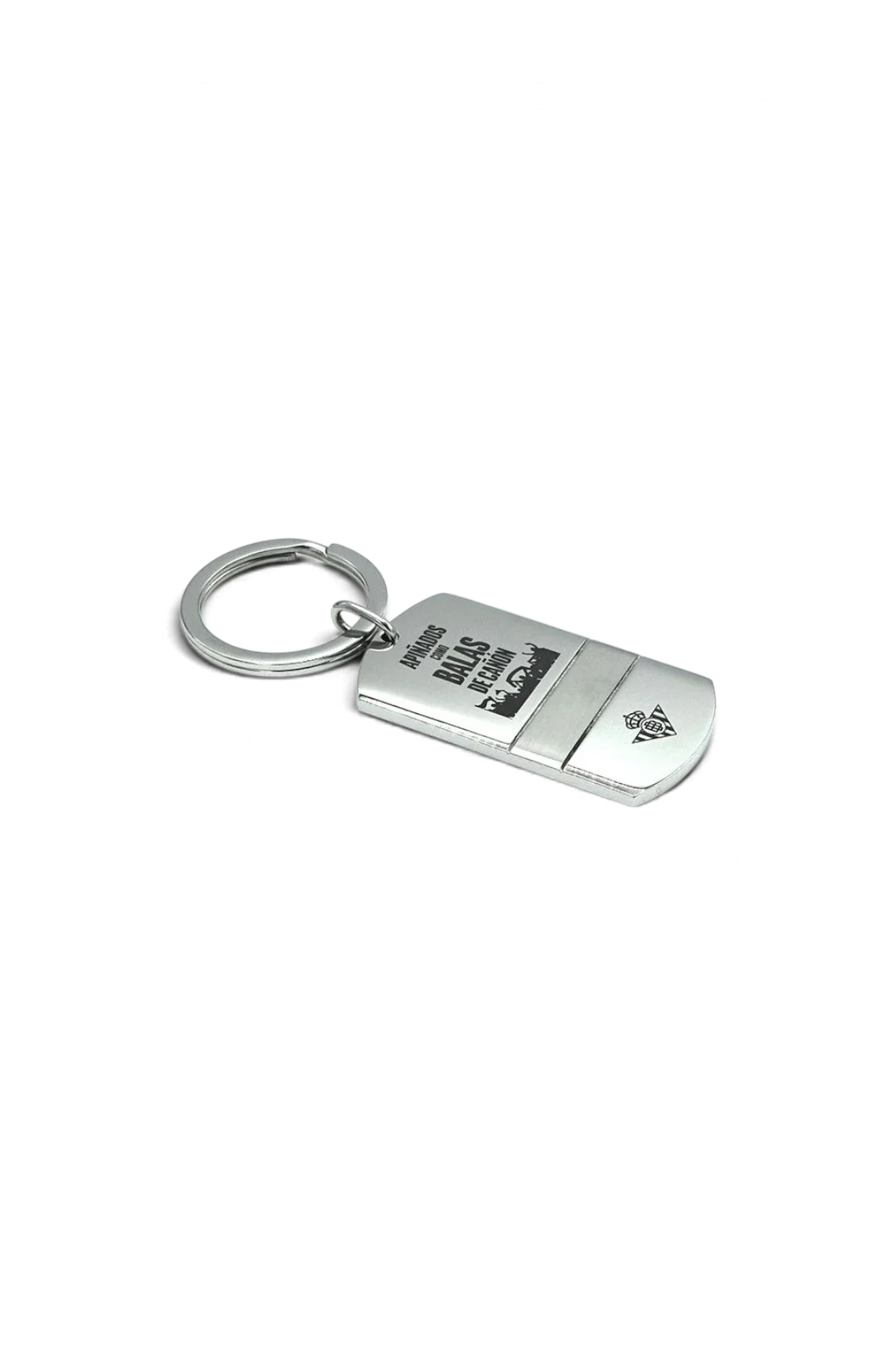 Llavero De Acero Placa Rectangular "Apiñados Como Balas De Cañon"