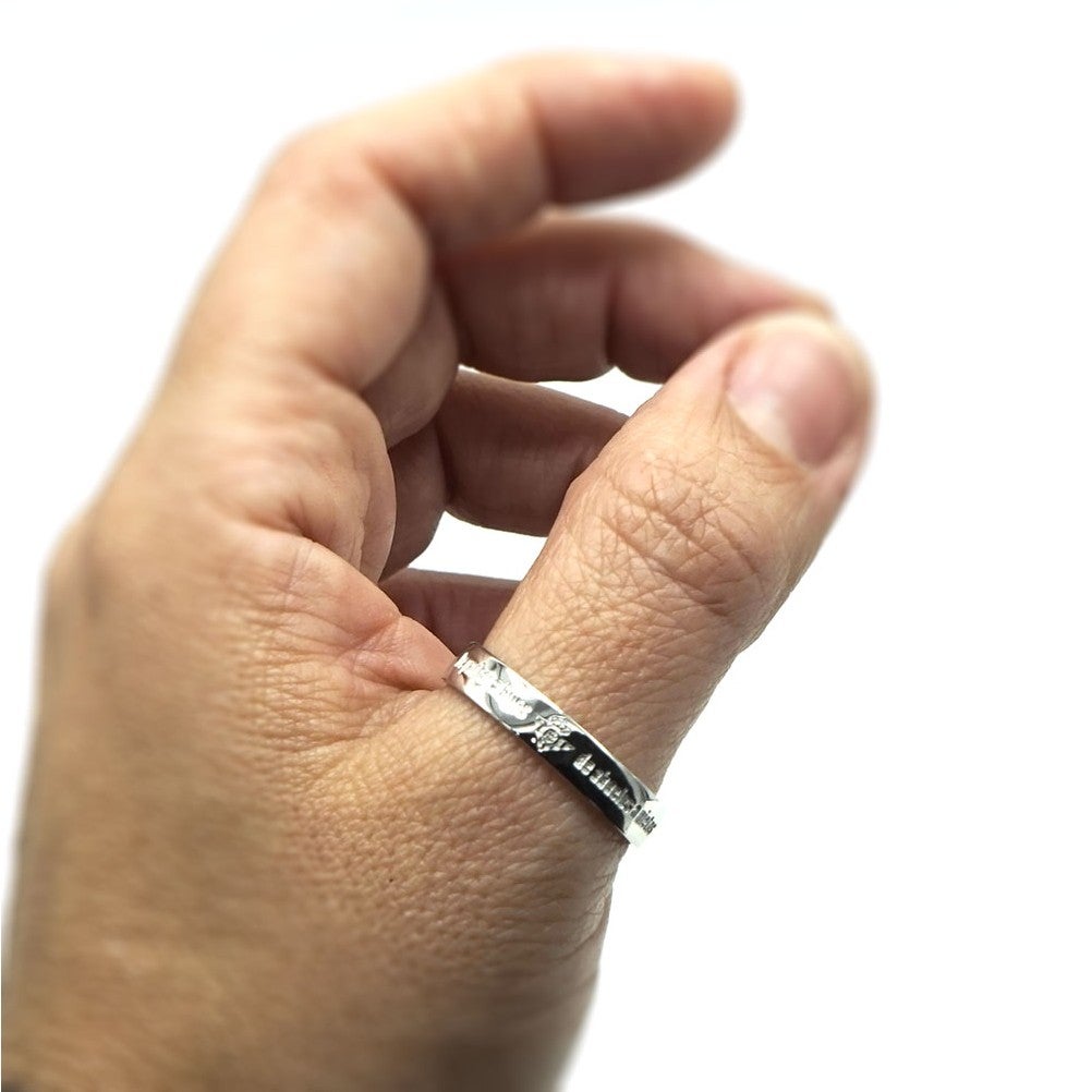 Anillo Ajustador De Plata De Ley "De Padres A Hijos, De Abuelos A Nietos"