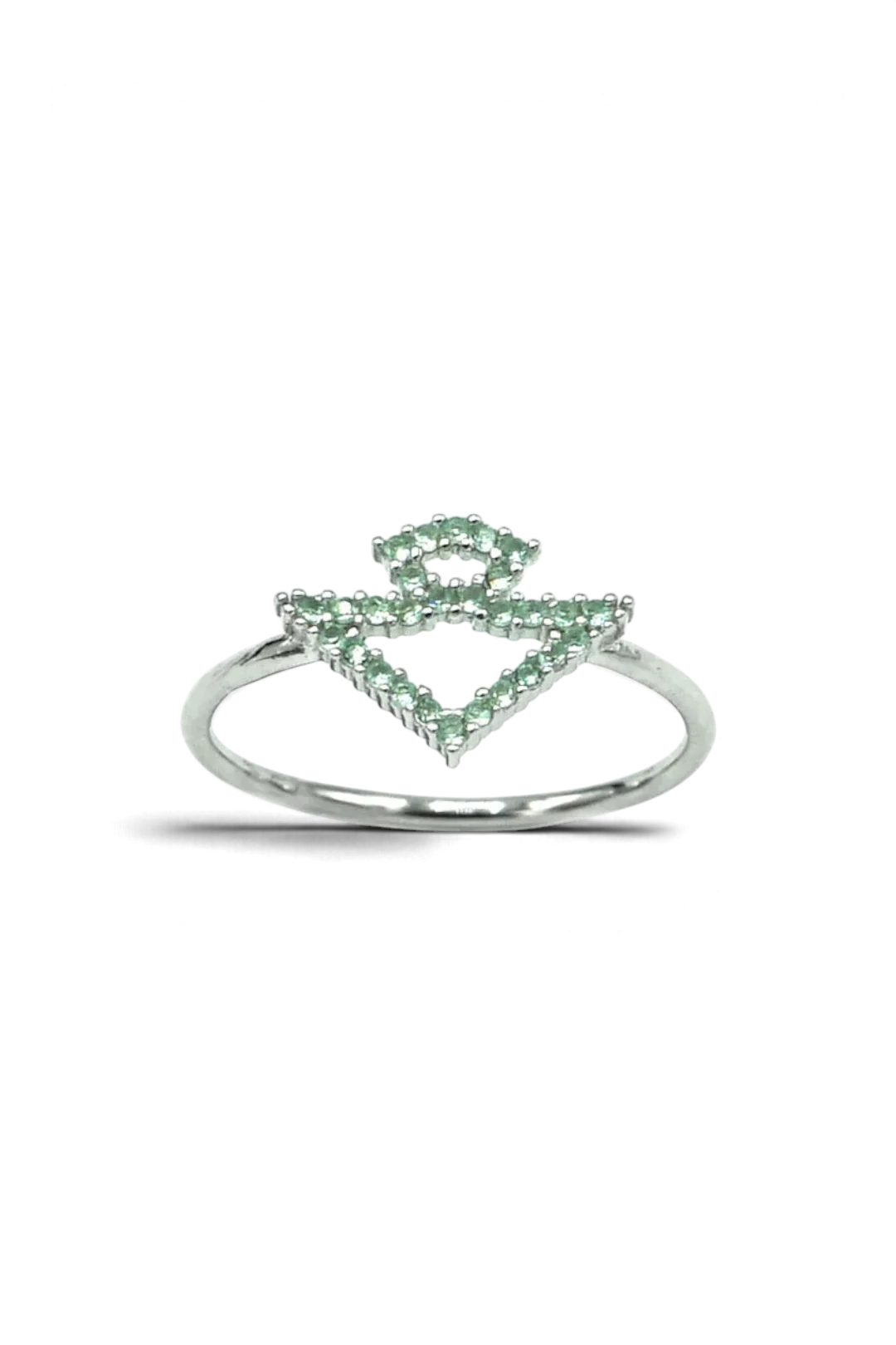 Sortija De Plata De Ley Silueta Escudo Verde