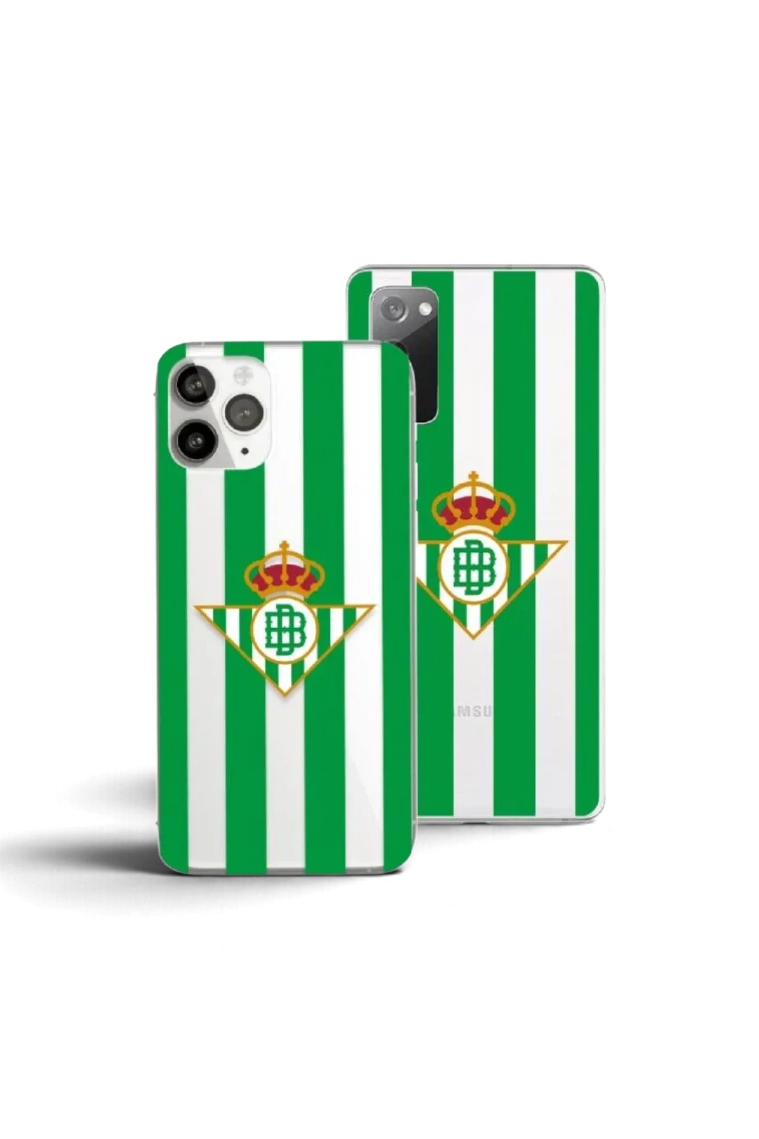 Funda De Silicona Con Logo Escudo Real Betis Fondo Rayas Verdiblancas