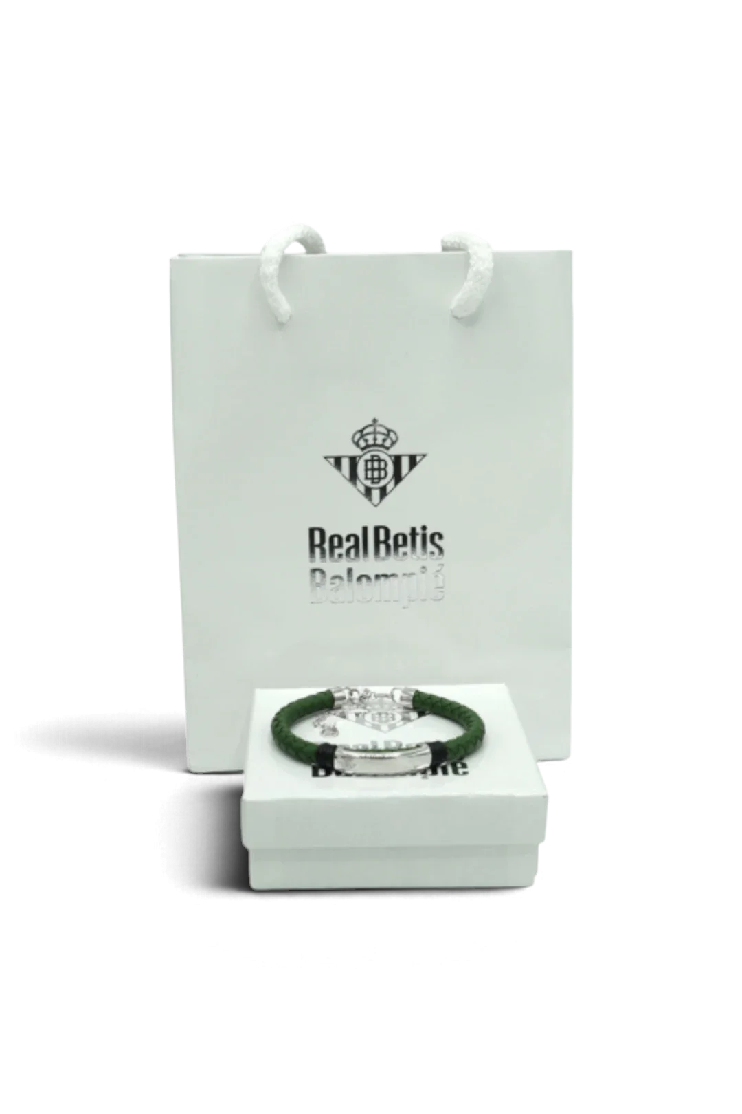 Pulsera Real Betis Acero y Cuero Verde con Placa